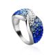 Silver Band Ring With Multicolor Crystals The Eclat, Ring Size: 7 / 17.5, image 