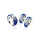 Twisted Silver Earrings With Blue And White Crystals The Eclat, image , picture 5