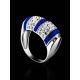 Silver Cocktail Ring With Blue And White Crystals The Eclat, Ring Size: 11 / 20.5, image , picture 2