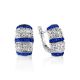 Silver Latch Back Earrings With Blue And White Crystals The Eclat, image 
