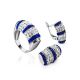 Silver Latch Back Earrings With Blue And White Crystals The Eclat, image , picture 5