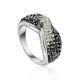Black And White Crystal Twisted Ring In Sterling Silver The Eclat, Ring Size: 12 / 21.5, image 
