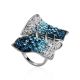Silver Cocktail Ring With Blue And White Crystals The Eclat, Ring Size: 11 / 20.5, image 