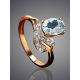 Golden Ring With Aquamarine Centerpiece And Diamonds, Ring Size: 8.5 / 18.5, image , picture 2