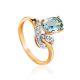 Golden Ring With Aquamarine Centerpiece And Diamonds, Ring Size: 8.5 / 18.5, image 