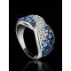 Silver Band Ring With Blue And White Crystals The Eclat, Ring Size: 11.5 / 21, image , picture 2