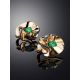Bold Golden Earrings With Emeralds And Black Diamonds The Oasis, image , picture 2