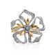 White Gold Floral Ring With Diamonds, Ring Size: 6.5 / 17, image , picture 3