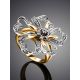 White Gold Floral Ring With Diamonds, Ring Size: 6.5 / 17, image , picture 2