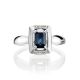 White Gold Ring With Sapphire Centerstone And Diamonds The Mermaid, Ring Size: 6 / 16.5, image , picture 3