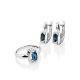 Geometric White Gold Earrings With Sapphire Centerstone And Diamonds The Mermaid, image , picture 4