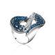 Blue And White Crystal Cocktail Ring In Sterling Silver The Eclat, Ring Size: 9 / 19, image 