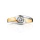 Golden Ring With Solitaire Diamond, Ring Size: 7 / 17.5, image , picture 3