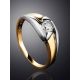 Golden Ring With Solitaire Diamond, Ring Size: 7 / 17.5, image , picture 2