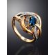 Golden Cocktail Ring With Diamonds And Sapphire The Mermaid, Ring Size: 6.5 / 17, image , picture 2