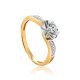 Classy Golden Ring With White Diamonds, Ring Size: 9 / 19, image 