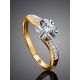 Classy Golden Ring With White Diamonds, Ring Size: 9 / 19, image , picture 2