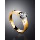 Stylish Golden Ring With Solitaire Diamond, Ring Size: 8 / 18, image , picture 2