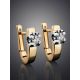 Golden Latch Back Earrings With Diamonds, image , picture 2