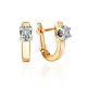 Golden Latch Back Earrings With Diamonds, image 