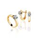 Golden Latch Back Earrings With Diamonds, image , picture 3