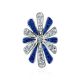 Silver Floral Pendant With Blue And White Crystals The Eclat, image 