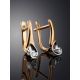 Golden Latch Back Earrings With Diamonds, image , picture 2