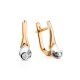 Golden Latch Back Earrings With Diamonds, image 