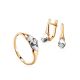 Golden Latch Back Earrings With Diamonds, image , picture 4