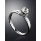 White Gold Ring With Solitaire Diamond And 26 Small Diamonds, Ring Size: 6 / 16.5, image , picture 2