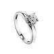 White Gold Ring With Solitaire Diamond And 26 Small Diamonds, Ring Size: 6 / 16.5, image 
