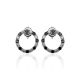 Round Silver Studs With Black And White Crystals The Aurora, image , picture 4