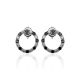 Round Silver Studs With Black And White Crystals The Aurora, image , picture 4