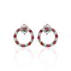 Round Silver Studs With Red And White Crystals The Aurora, image , picture 3