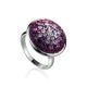 Round Silver Ring With Purple Crystals The Eclat, Ring Size: 6 / 16.5, image 
