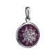 Round Silver Pendant With Purple Crystals The Eclat, image , picture 3