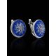Round Silver Earrings With Blue Crystals The Eclat, image , picture 2