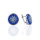 Round Silver Earrings With Blue Crystals The Eclat, image 
