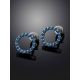 Round Silver Studs With Blue Crystals The Aurora, image , picture 2