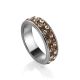 Sterling Silver Ring With Brown Crystals The Eclat, Ring Size: 5 / 15.5, image 