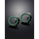 Round Green Crystal Silver Studs The Aurora, image , picture 2