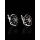 Round Sterling Silver Earrings With Black And White Crystals The Eclat, image , picture 2