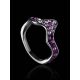 Curvy Silver Ring With Purple Crystals The Jungle, Ring Size: 8.5 / 18.5, image , picture 2
