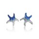 Silver Starfish Earrings With Blue And White Crystals The Jungle, image , picture 4