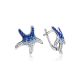 Silver Starfish Earrings With Blue And White Crystals The Jungle, image 