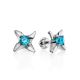 Silver Studs With Light Blue Crystals The Aurora, image 