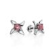 Silver Stud Earrings With Pink Crystals The Aurora, image 