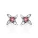 Silver Stud Earrings With Pink Crystals The Aurora, image , picture 3
