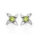 Sterling Silver Stud Earrings With Light Green Crystals The Aurora, image , picture 4