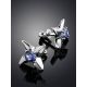 Silver Studs With Violet Crystals The Aurora, image , picture 2